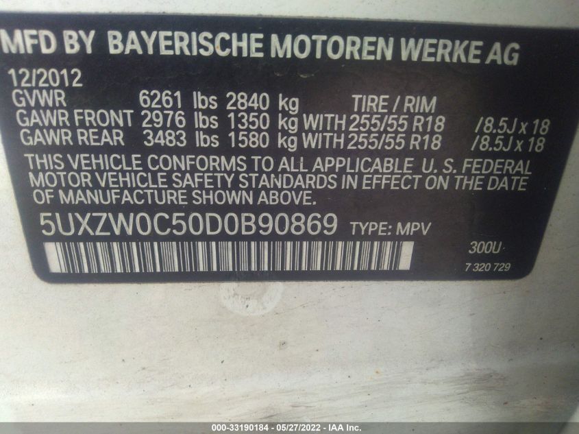 2013 BMW X5 XDRIVE35D 5UXZW0C50D0B90869