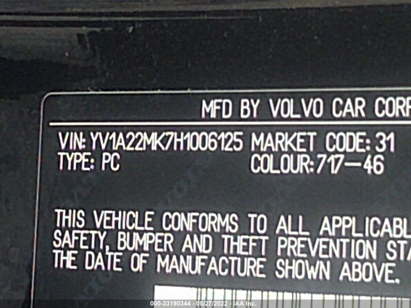 2017 VOLVO S90 MOMENTUM YV1A22MK7H1006125