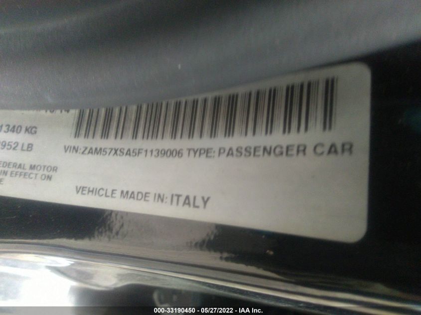 2015 MASERATI GHIBLI ZAM57XSA5F1139006