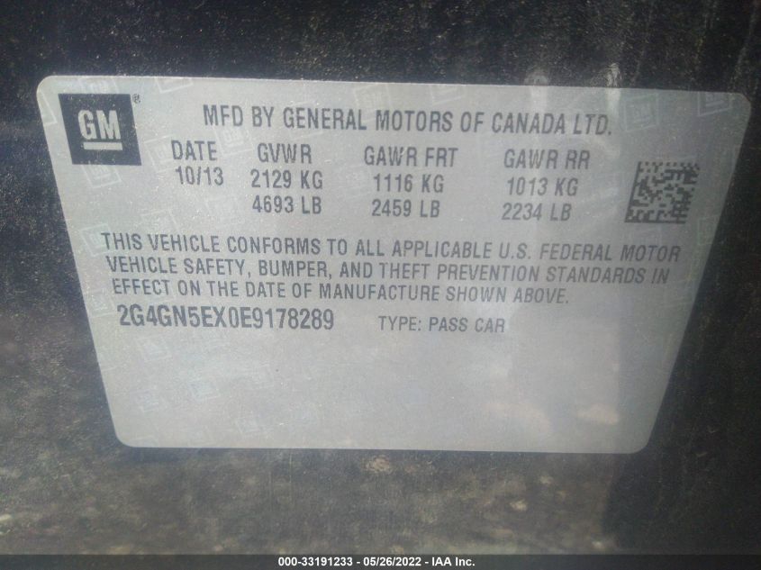 2014 BUICK REGAL PREMIUM I 2G4GN5EX0E9178289