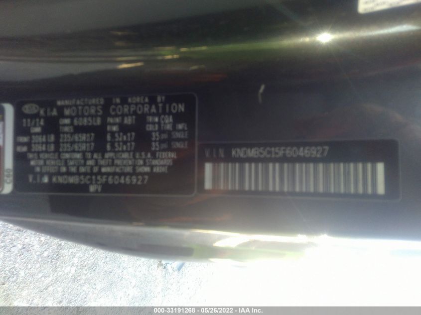 2015 KIA SEDONA LX KNDMB5C15F6046927