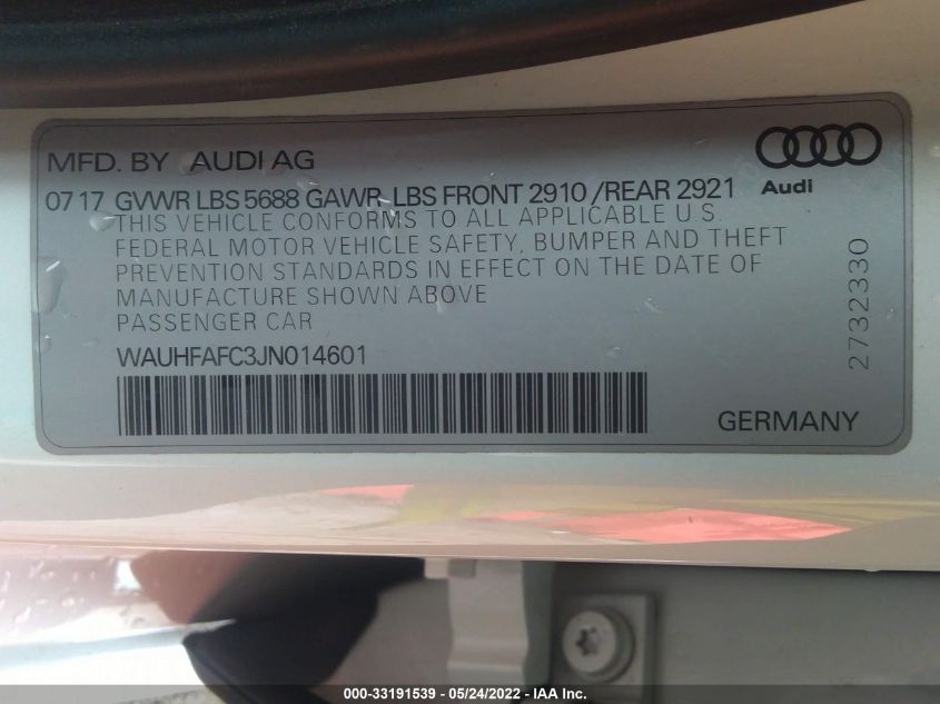 2018 AUDI S6 PRESTIGE WAUHFAFC3JN014601