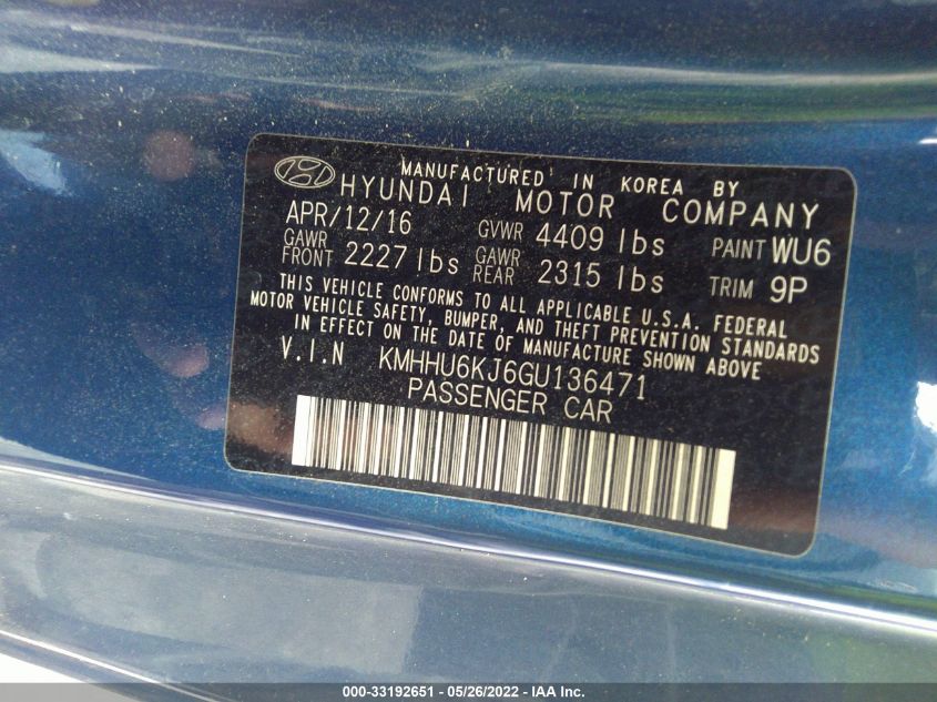 2016 HYUNDAI GENESIS COUPE 3.8L ULTIMATE KMHHU6KJ6GU136471