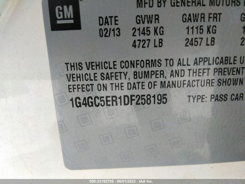 2013 BUICK LACROSSE LEATHER 1G4GC5ER1DF258195
