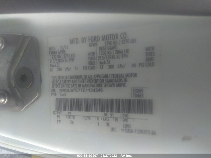 2014 FORD TRANSIT CONNECT XL NM0LS7E77E1134346