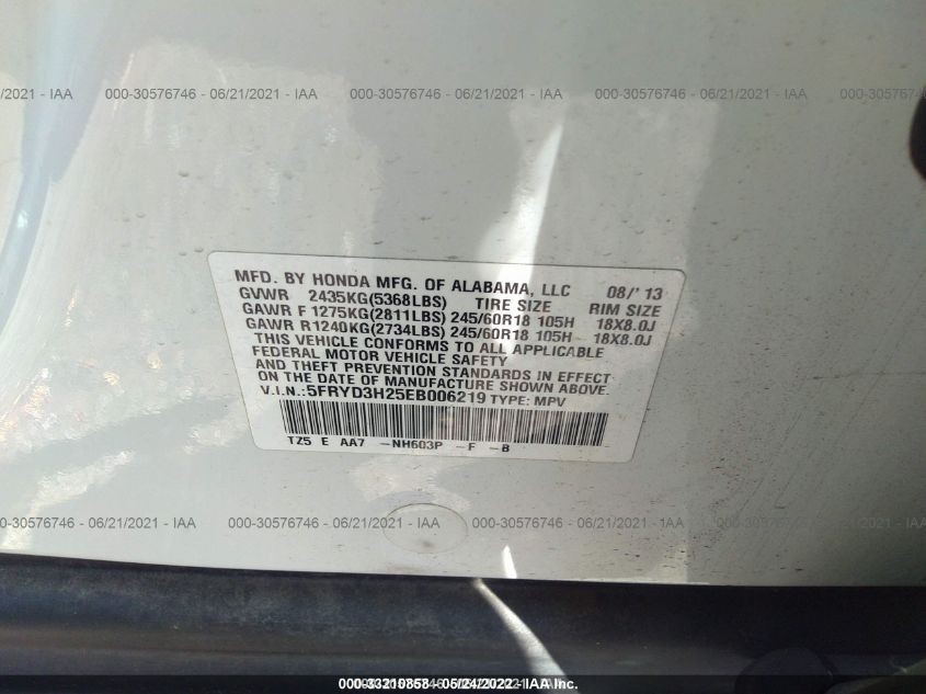 2014 ACURA MDX 5FRYD3H25EB006219