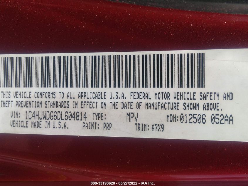 2013 JEEP WRANGLER UNLIMITED SPORT 1C4HJWDG6DL604814