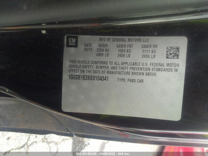2014 CADILLAC CTS COUPE 1G6DE1E3XE0104341