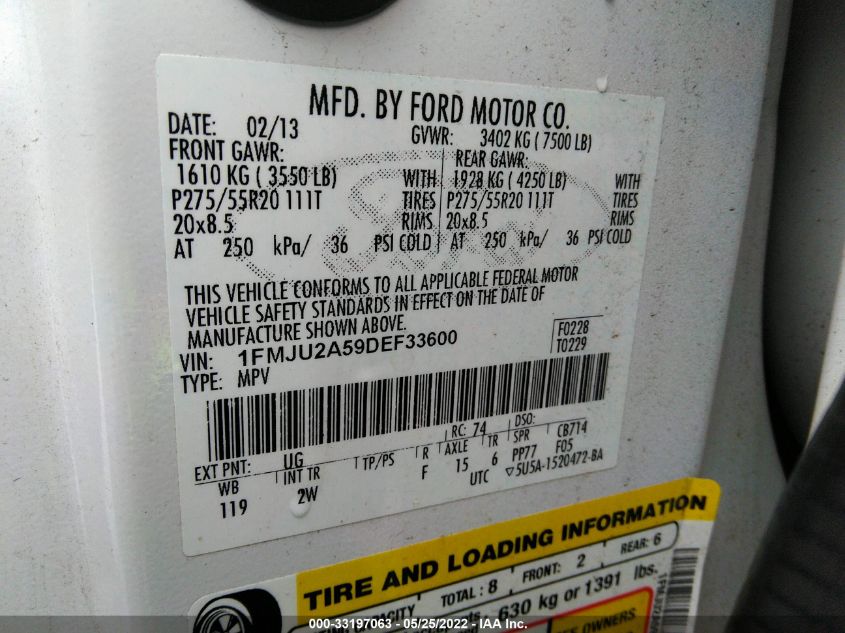 2013 FORD EXPEDITION LIMITED 1FMJU2A59DEF33600