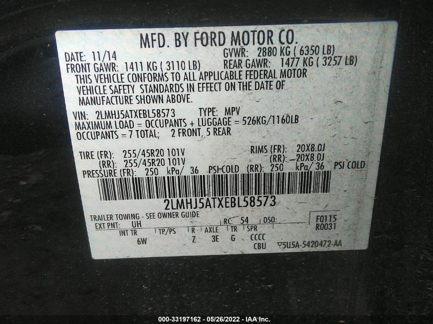 2014 LINCOLN MKT ECOBOOST 2LMHJ5ATXEBL58573