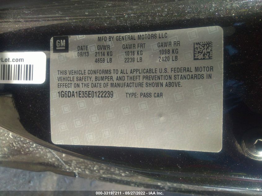 2014 CADILLAC CTS COUPE 1G6DA1E35E0122239