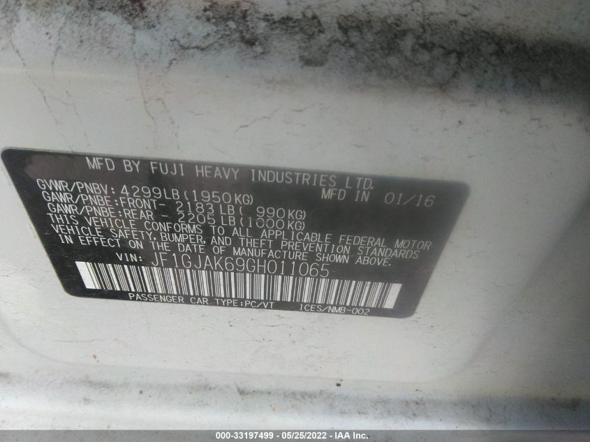 2016 SUBARU IMPREZA SEDAN LIMITED JF1GJAK69GH011065