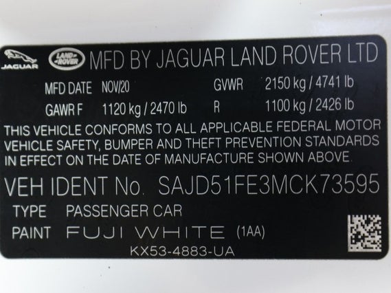 Auction sale of the 2021 JAGUAR F TYPE , vin: SAJD51FE3MCK73595, lot number: 33200426