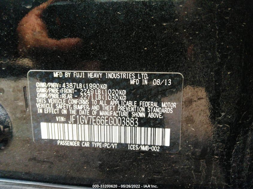 2014 SUBARU IMPREZA SEDAN WRX WRX JF1GV7E66EG003883