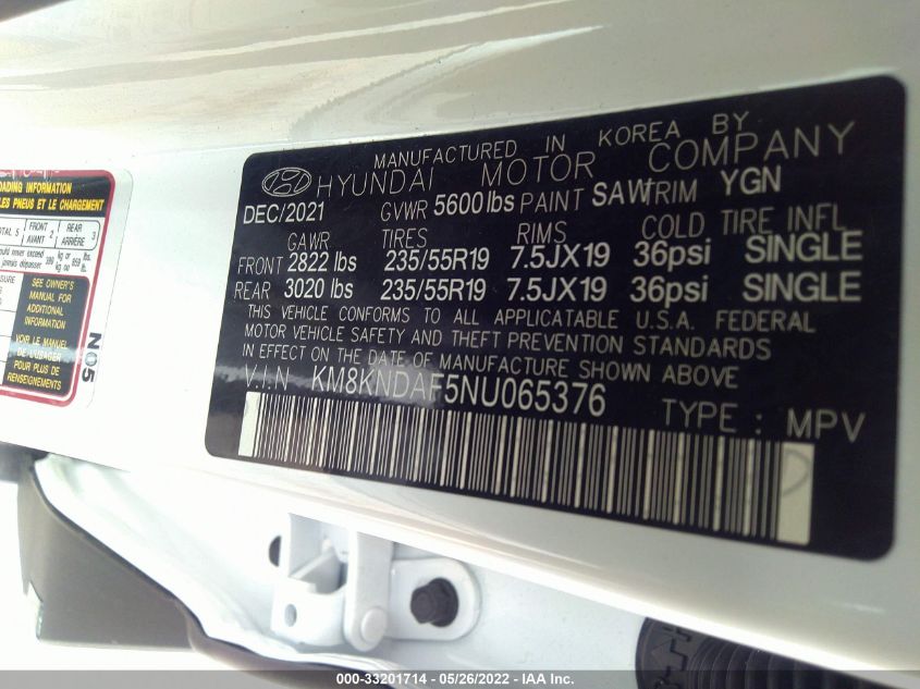 2022 HYUNDAI IONIQ 5 SEL KM8KNDAF5NU065376