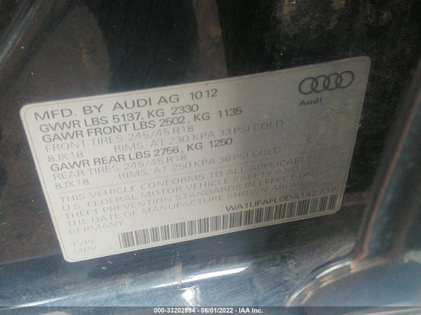 2013 AUDI ALLROAD PREMIUM PLUS WA1UFAFL0DA142737