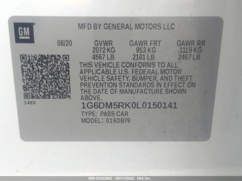 2020 CADILLAC CT5 LUXURY 1G6DM5RK0L0150141