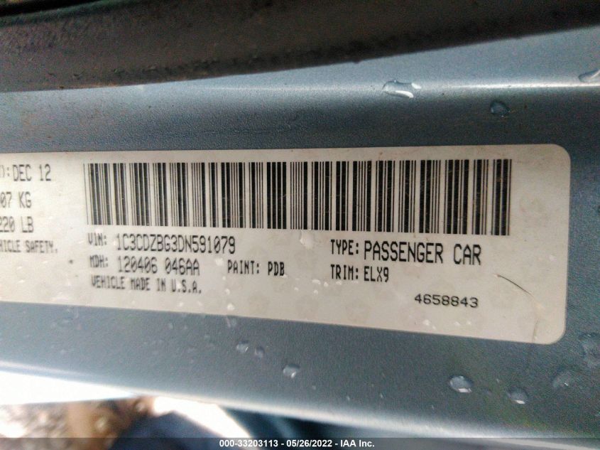 2013 DODGE AVENGER R/T 1C3CDZBG3DN591079