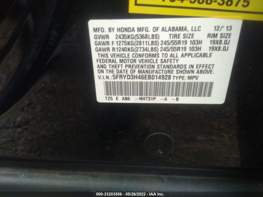 2014 ACURA MDX TECH PKG 5FRYD3H46EB014928