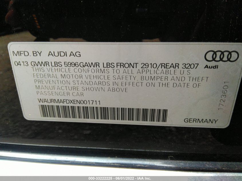 2014 AUDI A8 L 3.0L TDI WAURMAFDXEN001711