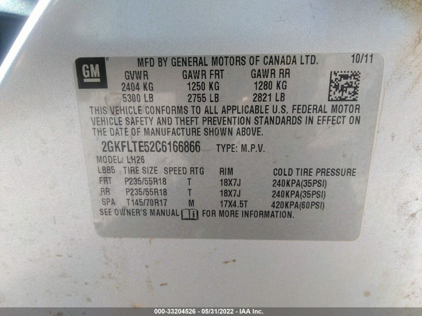 2GKFLTE52C6166866 2012 GMC TERRAIN SLEphoto 9