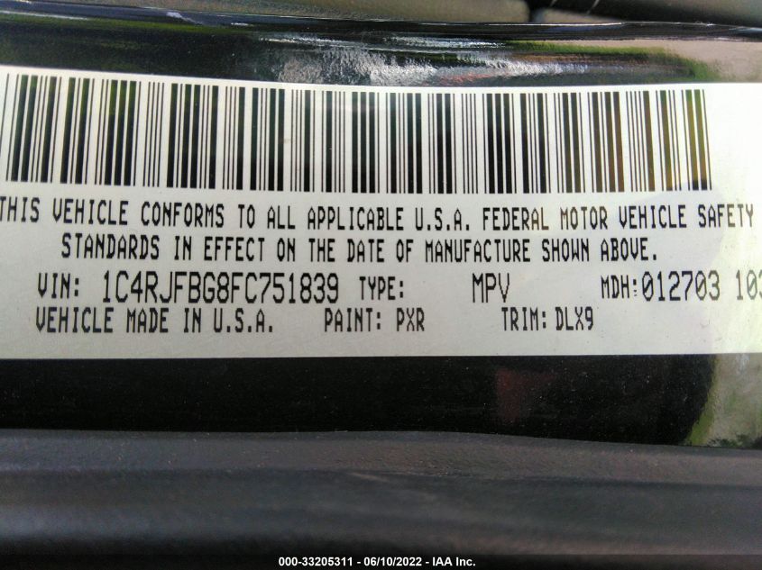 2015 JEEP GRAND CHEROKEE LIMITED 1C4RJFBG8FC751839