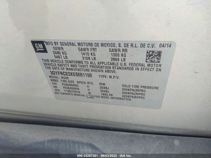 2014 CADILLAC SRX PERFORMANCE COLLECTION 3GYFNCE3XES661190