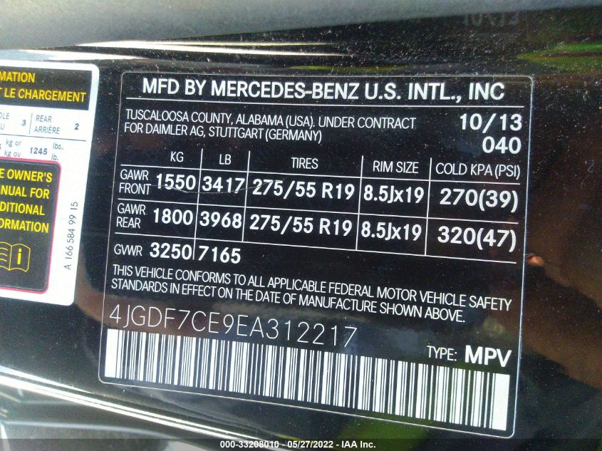 2014 MERCEDES-BENZ GL-CLASS GL 450 4JGDF7CE9EA312217