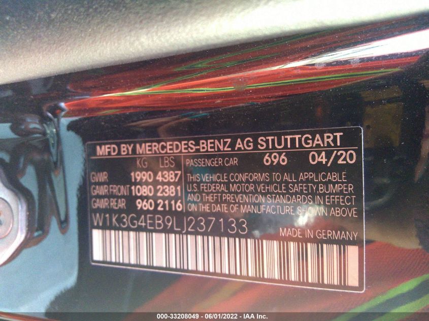 2020 MERCEDES-BENZ A-CLASS A 220 W1K3G4EB9LJ237133