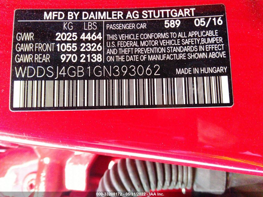 2016 MERCEDES-BENZ CLA CLA 250 WDDSJ4GB1GN393062