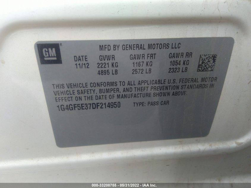 2013 BUICK LACROSSE PREMIUM 1 1G4GF5E37DF214950