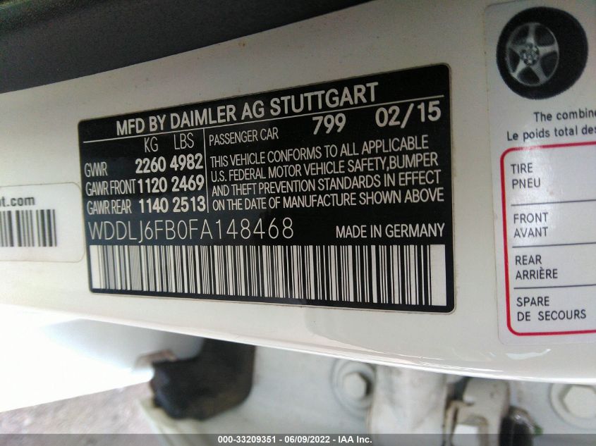 2015 MERCEDES-BENZ CLS-CLASS CLS 400 WDDLJ6FB0FA148468