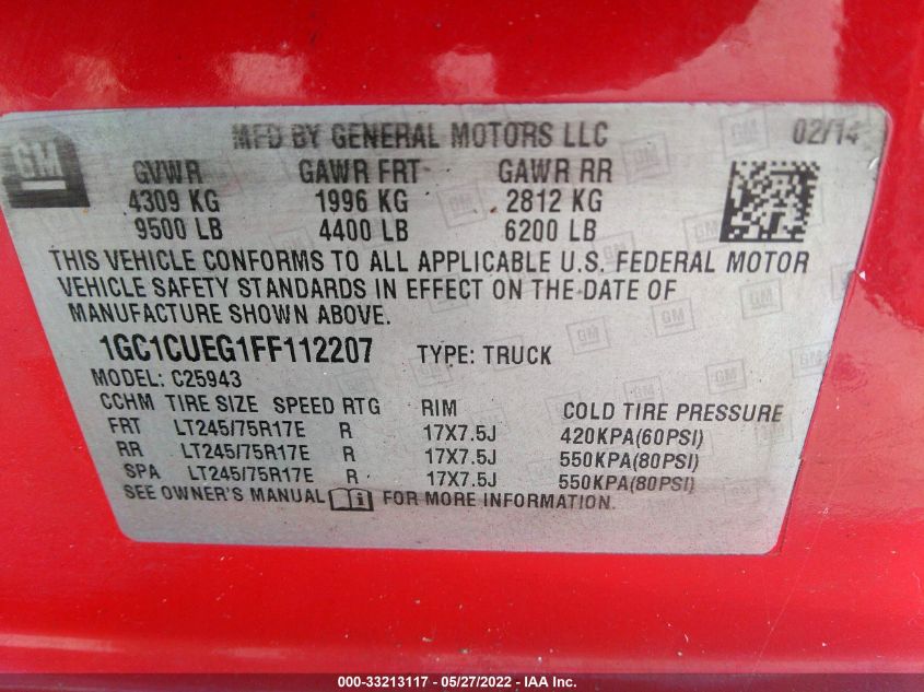 2015 CHEVROLET SILVERADO 2500HD WORK TRUCK 1GC1CUEG1FF112207