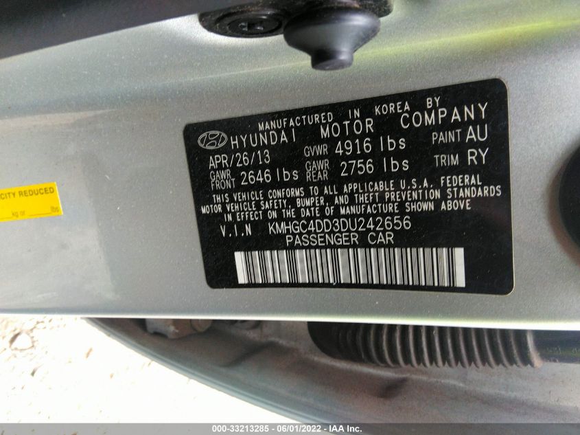 2013 HYUNDAI GENESIS 3.8L KMHGC4DD3DU242656
