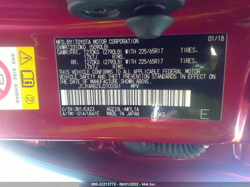 2018 LEXUS NX NX 300 JTJYARBZXJ2102361