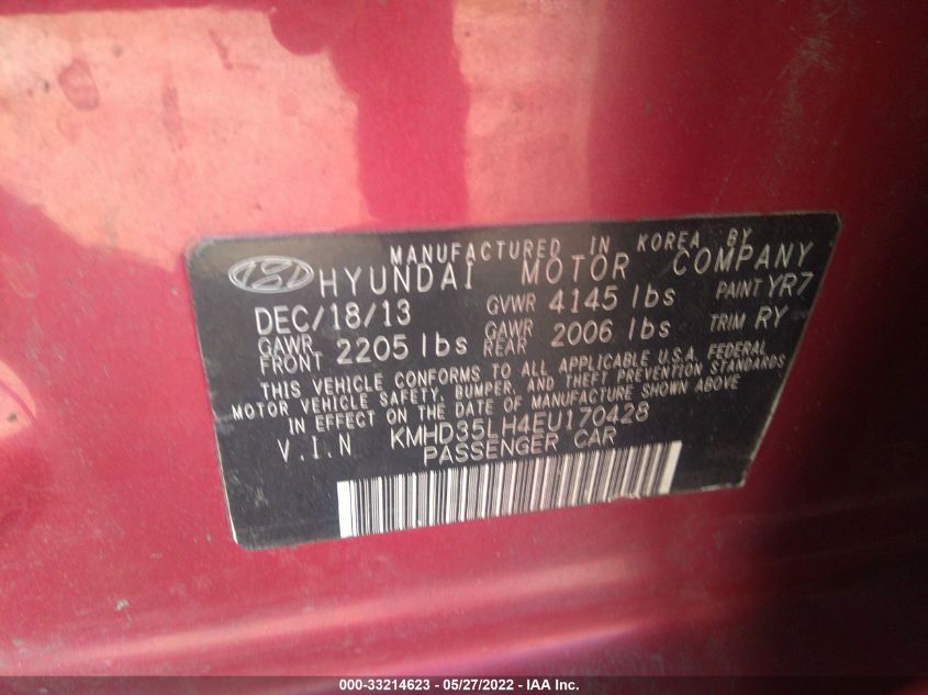 2014 HYUNDAI ELANTRA GT - KMHD35LH4EU170428