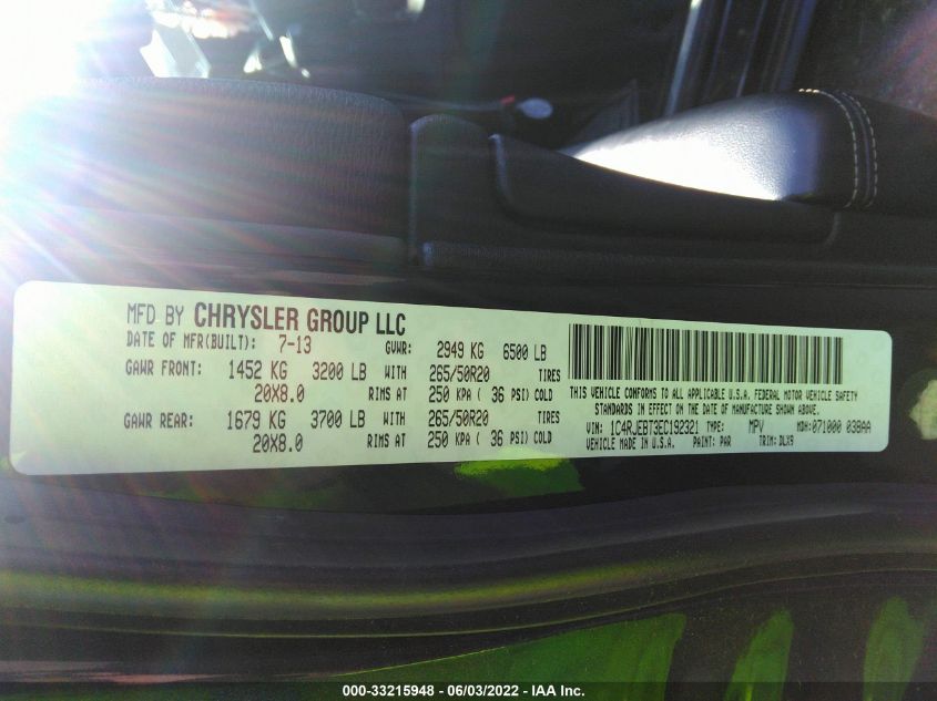 2014 JEEP GRAND CHEROKEE LIMITED 1C4RJEBT3EC192321