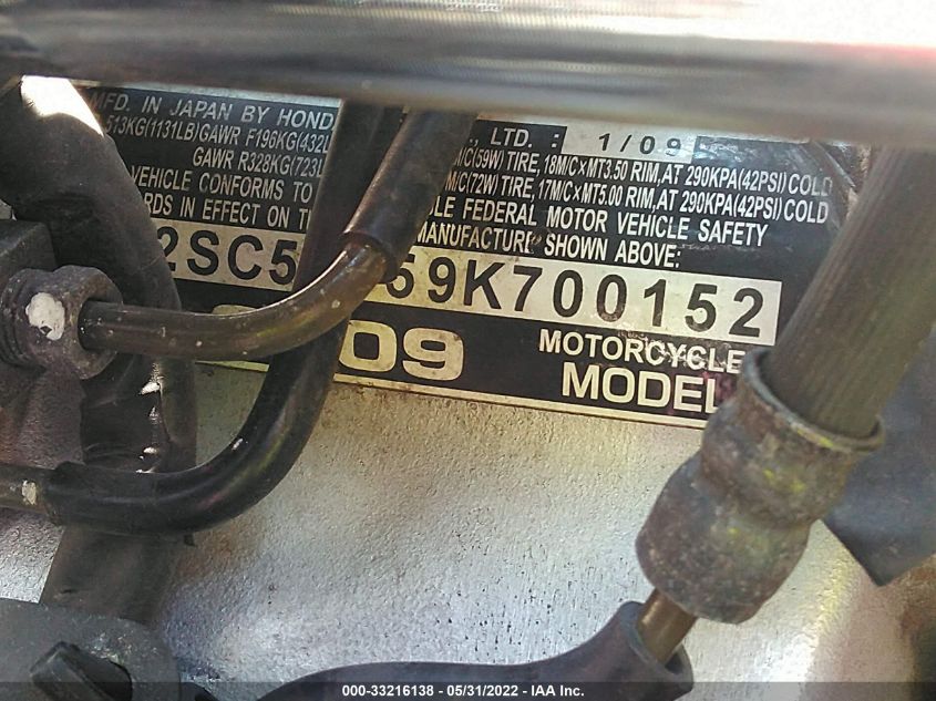 2009 HONDA ST1300 A JH2SC51459K700152