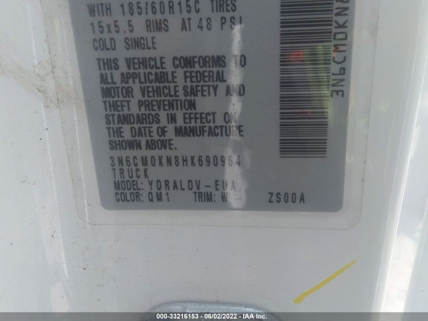 2017 NISSAN NV200 COMPACT CARGO S 3N6CM0KN8HK690964