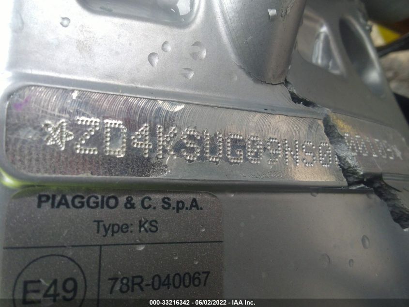 2022 APRILIA RS ZD4KSUG09NS000109