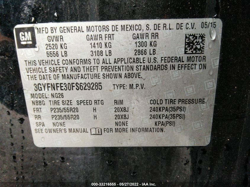 2015 CADILLAC SRX PERFORMANCE COLLECTION 3GYFNFE30FS629285