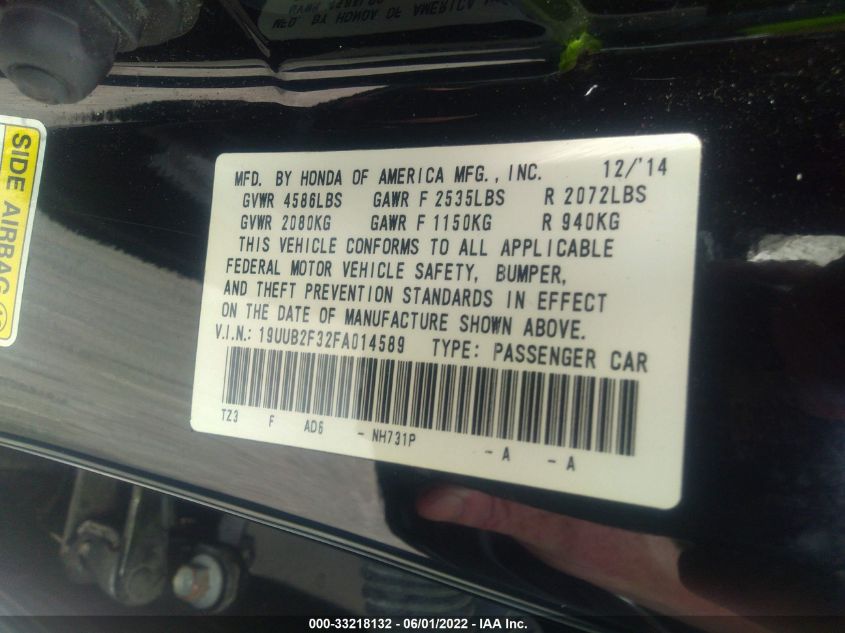 2015 ACURA TLX V6 19UUB2F32FA014589