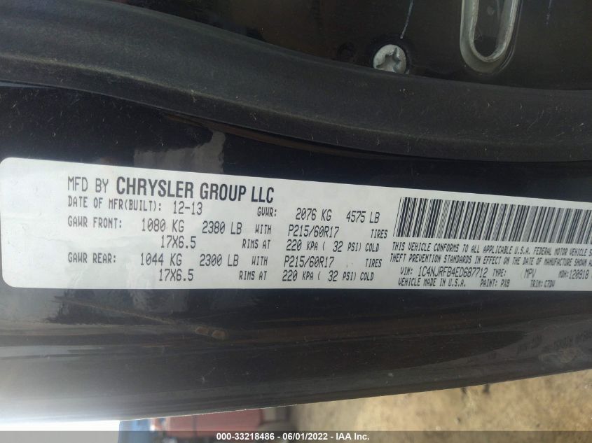 2014 JEEP PATRIOT LATITUDE 1C4NJRFB4ED687712