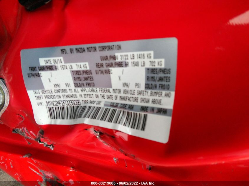 2015 MAZDA MX-5 MIATA CLUB JM1NC2MF2F0239095