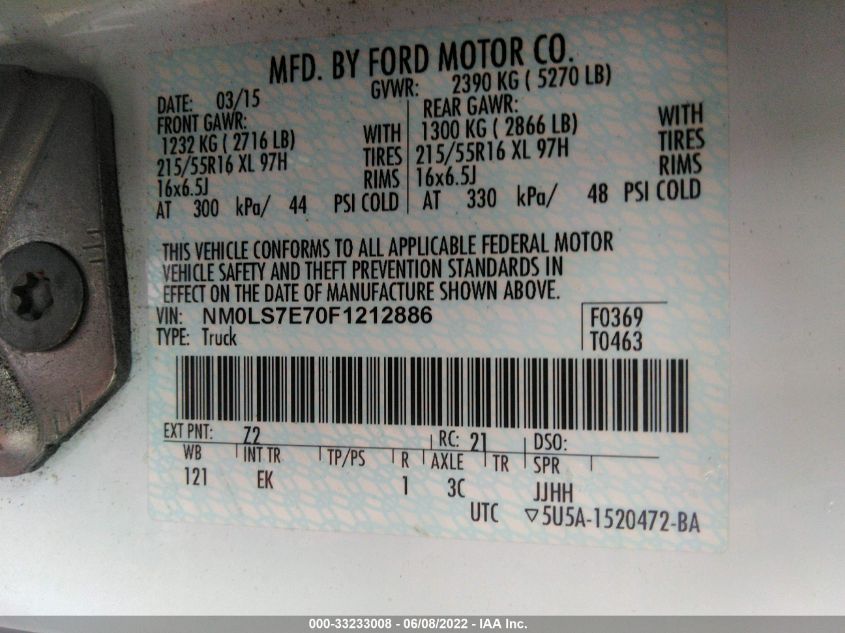 2015 FORD TRANSIT CONNECT XL NM0LS7E70F1212886