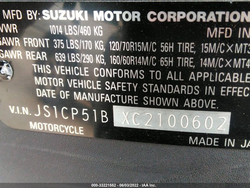 2012 SUZUKI AN650 A JS1CP51BXC2100602