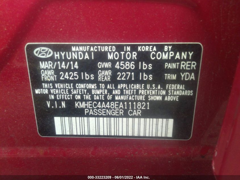 2014 HYUNDAI SONATA HYBRID LIMITED KMHEC4A48EA111821