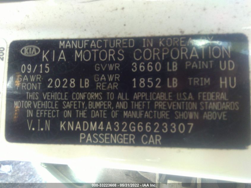 2016 KIA RIO LX KNADM4A32G6623307