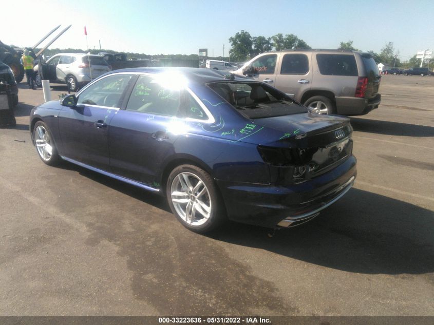 2022 AUDI A4 SEDAN S LINE PREMIUM PLUS WAUEAAF43NA022043