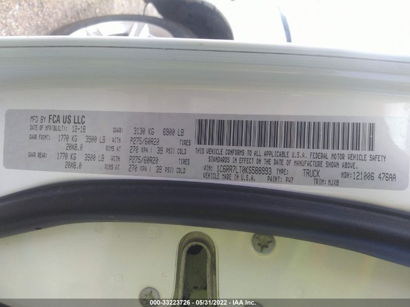 2019 RAM 1500 CLASSIC LONE STAR 1C6RR7LT0KS588993